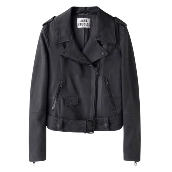 Acne Studios Jackets & Blazers - Acne Studios Black Mape Scuba Leather Jacket 36